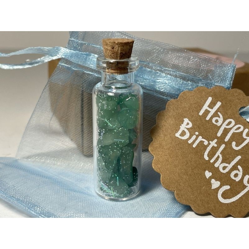 Green Aventurine Mini Bottle of Wishes Crystals Prosperity Luck Optimism Happy Birthday