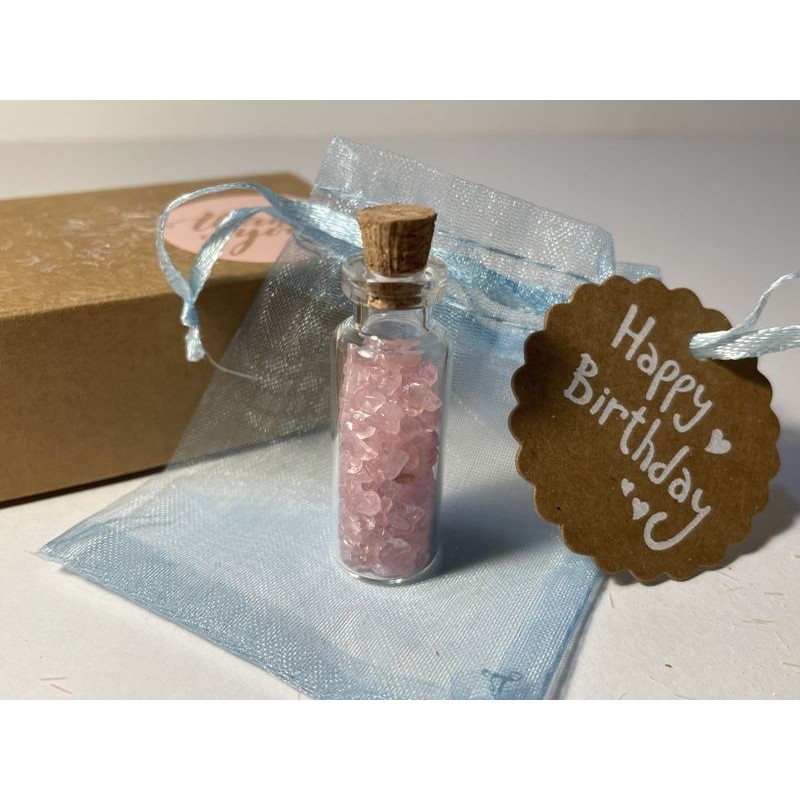 Boccetta dei Desideri "Birthday Wish" - Quarzo Rosa e Polvere di Stelle