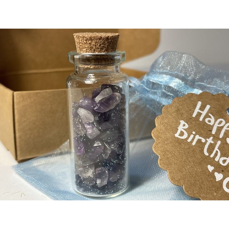 Wish Bottle "Birthday Sparkle" - Amethyst and Stardust