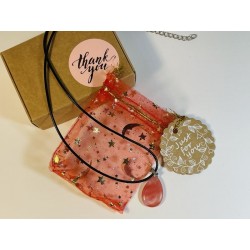 Red Watermelon Quartz Teardrop Necklace: Love and Positivity