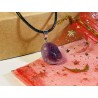 Purple Fluorite Pendant Pebble with Black Braided Rope Necklace Concentration Study Awareness