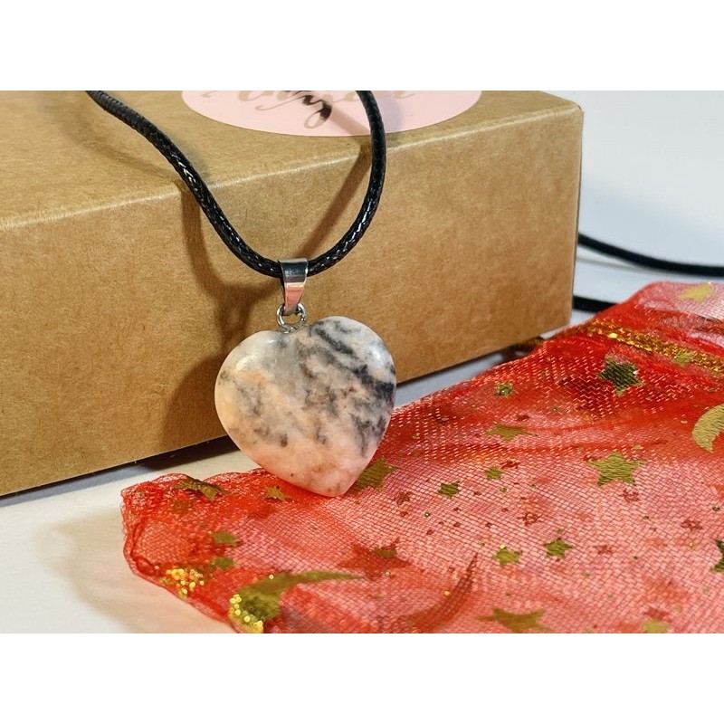 Picasso Jasper Heart Pendant with Black Braided Rope Necklace Creativity and Objectives