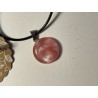Round Red Watermelon Quartz Pendant on a Rope Necklace: Love and Positivity