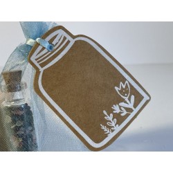 Gift tag detail on handcrafted Petit Multi-color Tourmaline wishing bottle - Althea Design Art