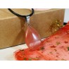 Dettaglio pietra naturale ciondolo a goccia Quarzo Anguria Rosso su collana corda - Althea Design Art