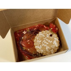 Red Watermelon Quartz teardrop pendant necklace gift box packaging details - Althea Design Art
