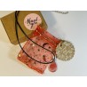 Overview of handcrafted teardrop Red Watermelon Quartz pendant on cord necklace - Althea Design Art