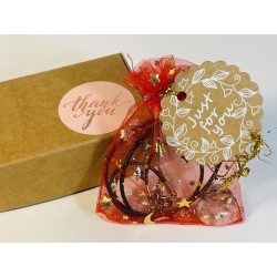 Collana artigianale con cuore in Diaspro Picasso e kit regalo con sacchetto rosso - Althea Design Art