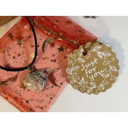 Just for you gift tag detail with heart Picasso Jasper pendant necklace - Althea Design Art
