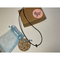 Unakite Ciondolo Perlina con collana in corda intrecciata nera Serenità e Rinnovamento