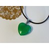 Handcrafted Green Jade heart pendant necklace Just for You gift set with blue pouch - Althea Design Art