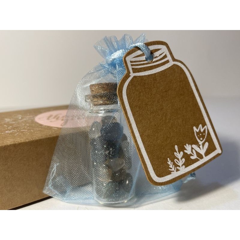 "Clear Sky" Wish Bottle - Blue Agate and Stardust