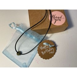 Unakite Pendant Bead with Black Twisted Rope Necklace Serenity and Renewal Happy Birthday