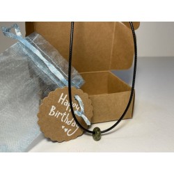 Unakite Pendant Bead with Black Twisted Rope Necklace Serenity and Renewal Happy Birthday